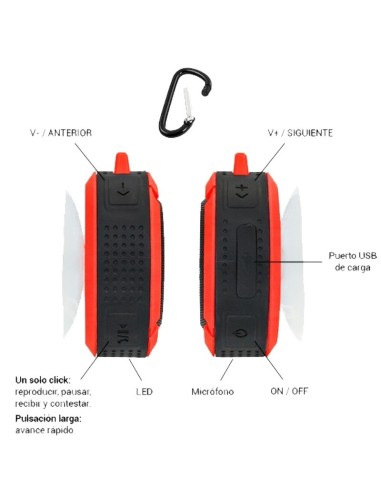ALTAVOZ BT APPROX WATERPROOF   ROJO APPSPWPBR...
