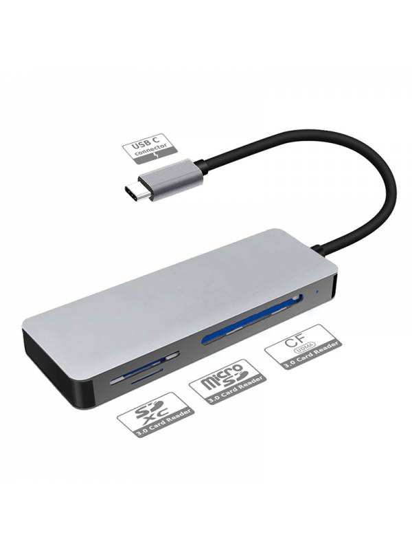 LECTOR EXT. PLATINET 3&1 USB-C  GRIS ALUMINIO PN: PMMA7056 EAN: 5907595447072